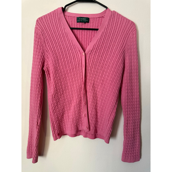Ralph Lauren Sweaters - Women's Ralph Lauren Pink Cable Knit Cardigan Sweater S